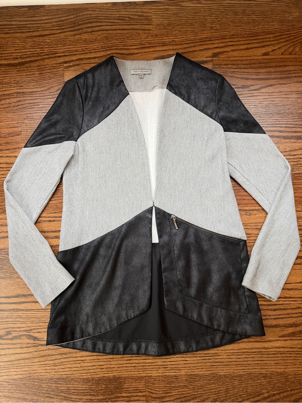 People Like Frank Two-Tone Gray and Black Open-Front Jacket